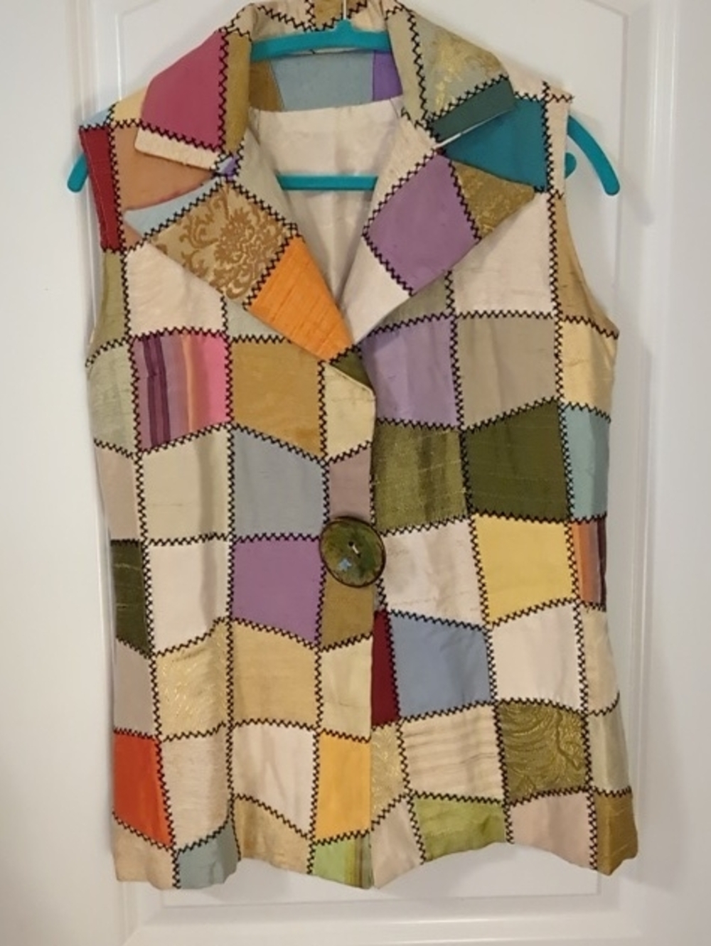 Vintage Multicolor Patchwork Sleeveless Tunic Vest